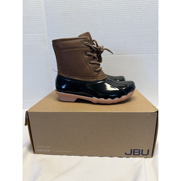 JBU Maplewood Girls/Boys Navy/Tan Waterproof Rubber Duck Boots  Size 12 New - Picture 2 of 13